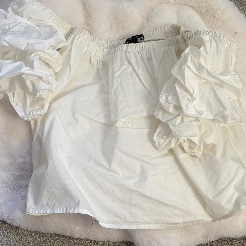 White Off-Shoulder Ruffle Blouse
